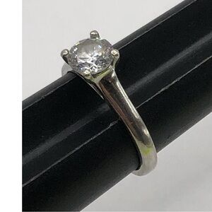 Sterling Silver 925 CZ Solitaire Engagement Ring Round Brilliant Size 8.75